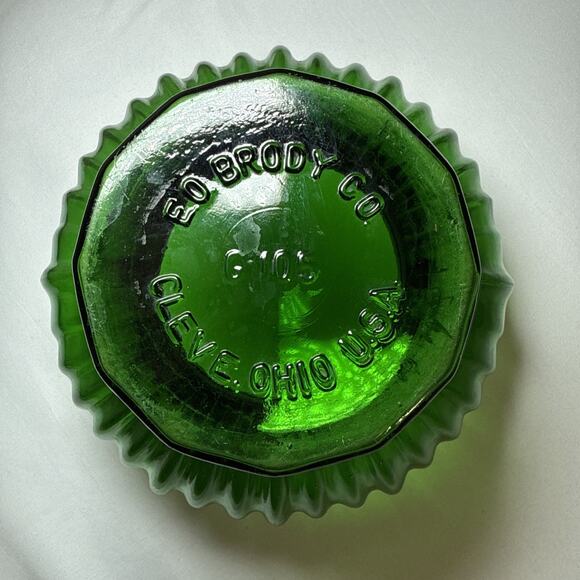 Vintage E O Brody Cleveland Ohio USA Emerald Green Glass Vase Planter 5" H G-105 - Picture 3 of 10